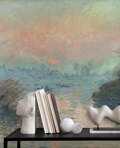 mural de papel pintado de bellas artes llamado Puesta de sol en el Sena en Lavacourt de Claude Monet mural de papel pintado de bellas artes llamado Puesta de sol en el Sena en Lavacourt de Claude Monet