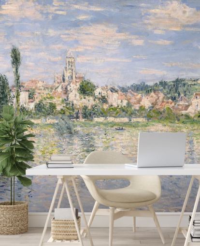 fresque murale d'art intitulée Vetheuil en été par Claude Monet pour les salons et les salles à manger fresque murale d'art intitulée Vetheuil en été par Claude Monet pour les salons et les salles à manger