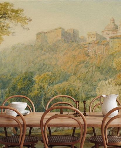 mural de pared de bellas artes llamado View of La Riccia de J. M. W. Turner para salas de estar y dormitorios mural de pared de bellas artes llamado View of La Riccia de J. M. W. Turner para salas de estar y dormitorios
