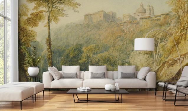 Fototapet View of La Riccia av J.M.W. Turner för vardagsrum och sovrum