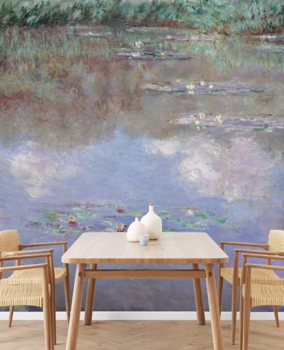 papier peint mural d'art intitulé Reflets de nuages sur l'étang aux nénuphars par Monet papier peint mural d'art intitulé Reflets de nuages sur l'étang aux nénuphars par Monet