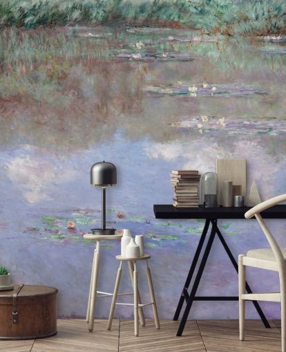 konsttapet väggmålning som heter Reflections of Clouds on the Water-Lily Pond av Monet konsttapet väggmålning som heter Reflections of Clouds on the Water-Lily Pond av Monet