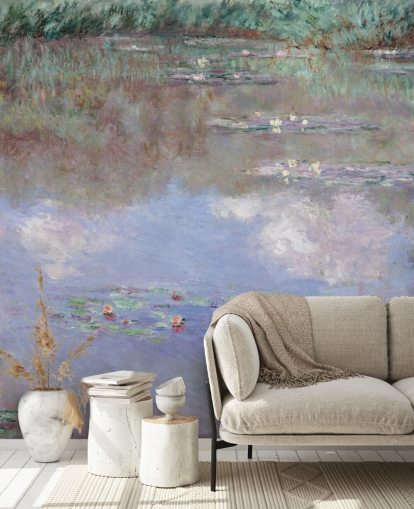 fine art wallpaper mural called Reflections of Clouds on the Water-Lily Pond by Monet fine art wallpaper mural called Reflections of Clouds on the Water-Lily Pond by Monet
