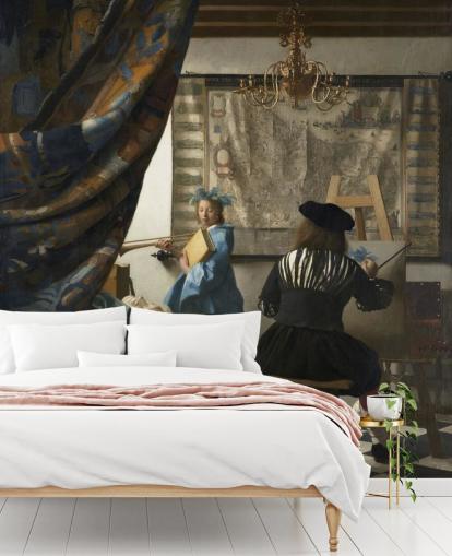 fine art wallpaper mural called The Allegory of Painting by Johannes Vermeer fine art wallpaper mural called The Allegory of Painting by Johannes Vermeer