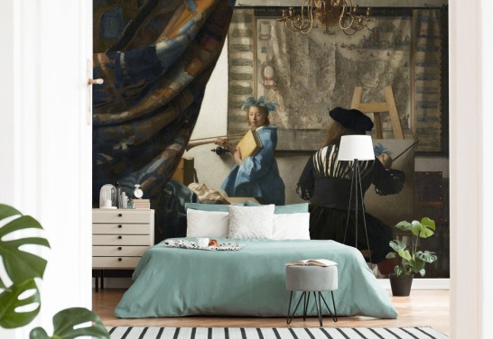 fine art wallpaper mural called The Allegory of Painting by Johannes Vermeer