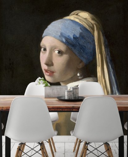fine art wallpaper mural called Girl with a Pearl Earring by Vermeer for bedrooms, living rooms and kitchens fine art wallpaper mural called Girl with a Pearl Earring by Vermeer for bedrooms, living rooms and kitchens