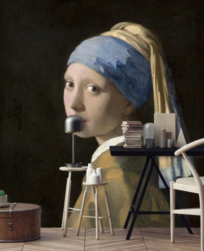 papier peint mural d'art intitulé Girl with a Pearl Earring de Vermeer pour les chambres, les salons et les cuisines papier peint mural d'art intitulé Girl with a Pearl Earring de Vermeer pour les chambres, les salons et les cuisines