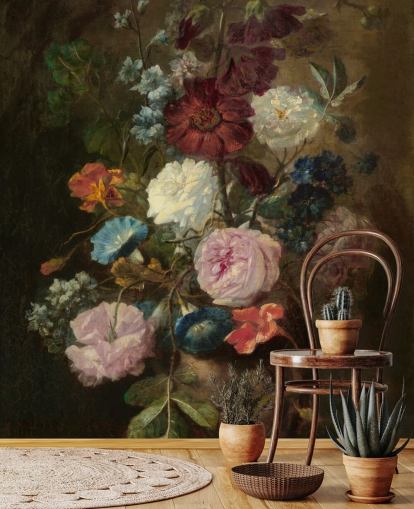 blomstertapet vægmaleri kaldet Vase of Flowers III af Jan van Huysum til virksomheder og hjem blomstertapet vægmaleri kaldet Vase of Flowers III af Jan van Huysum til virksomheder og hjem