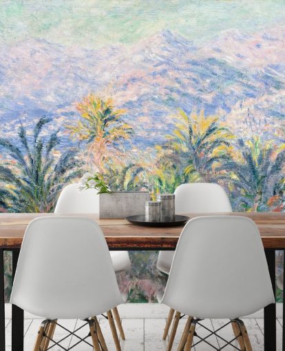 fine art wallpaper mural called Palm Trees at Bordighera by Claude Monet for living rooms and bedrooms fine art wallpaper mural called Palm Trees at Bordighera by Claude Monet for living rooms and bedrooms