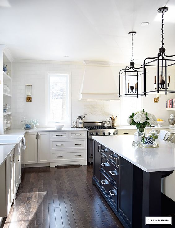 a black and white kitchen 