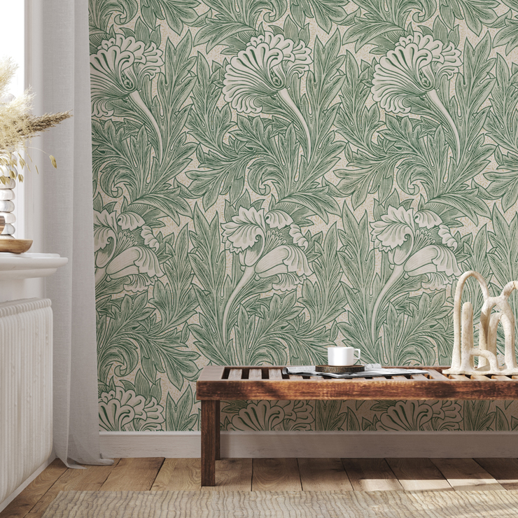 green custom tulip wallpaper called Tulip Pattern by William Morris