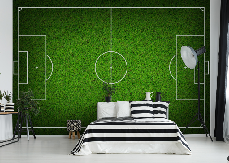 football wallpaper for a child's bedroom