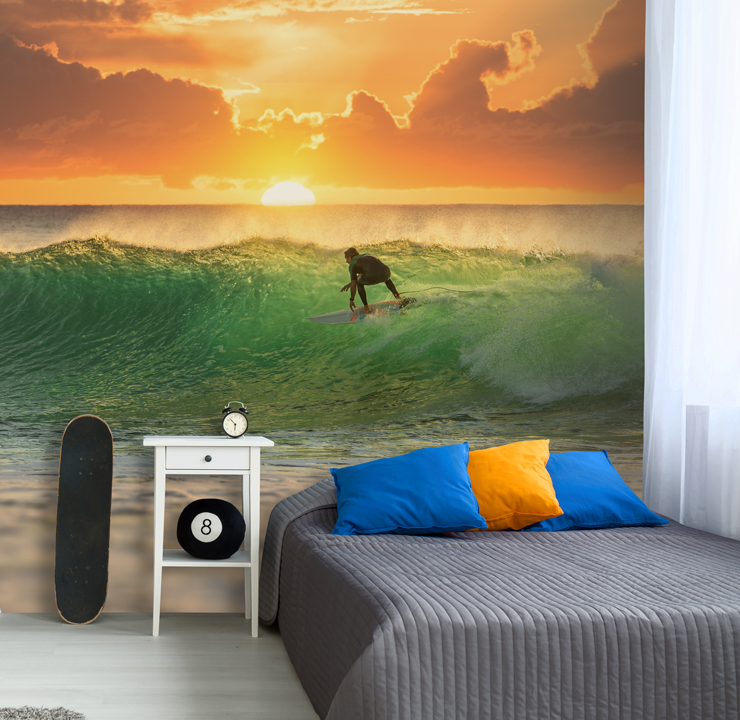 surfing wallpaper mural for a teen's bedroom