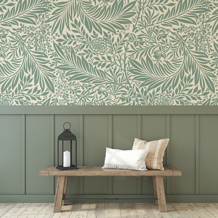 larkspur green botanical wallpaper mural