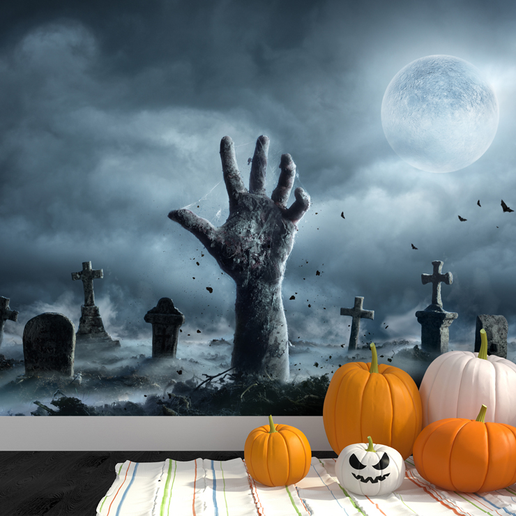 zombie wallpaper mural for Halloween 