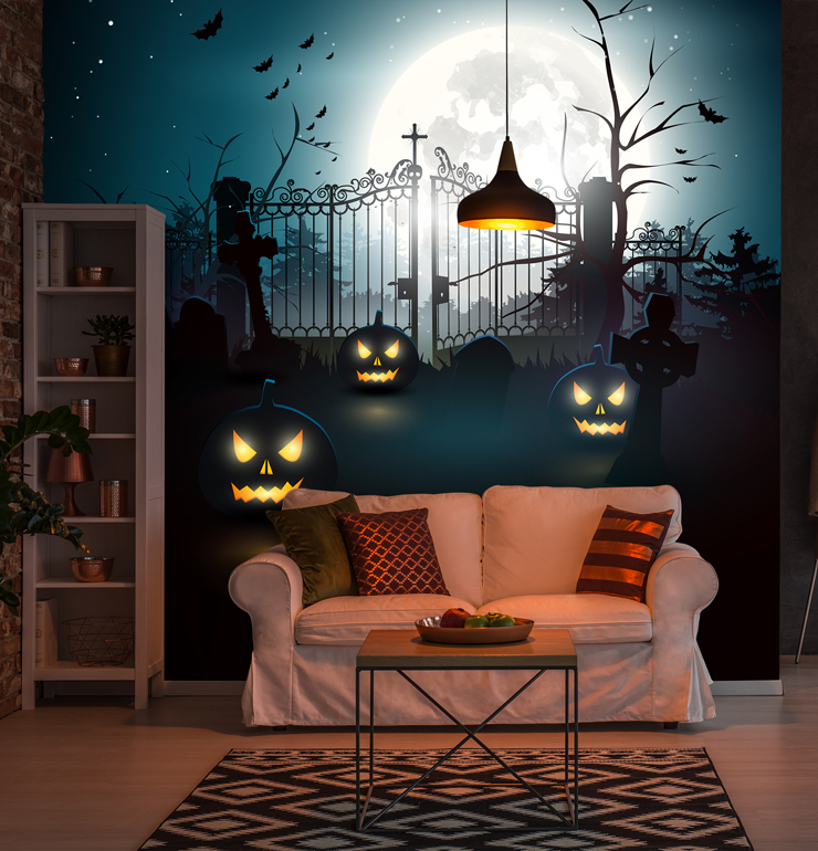 jack o lantern wallpaper mural for Halloween