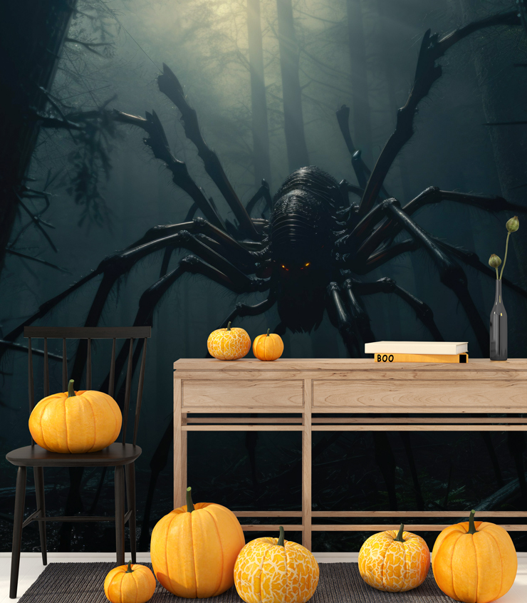 spider monster wallpaper mural for halloween decorations 