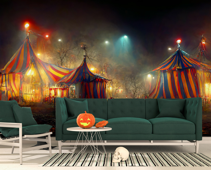 circus wallpaper mural for Halloween decoration