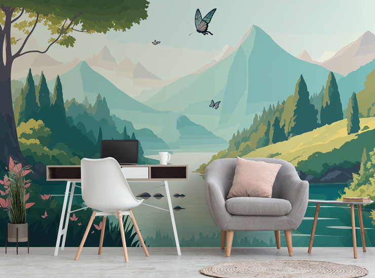 landscape wallpaper mural for kid's study room