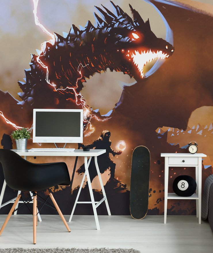 bright dragon wallpaper mural called Dragon Attack