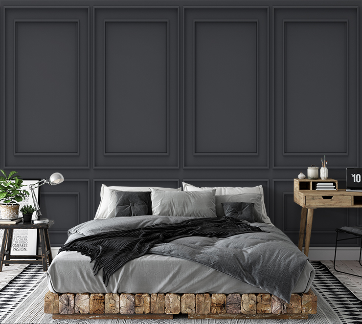 luxury black panel wallpaper mural for men's bedrooms