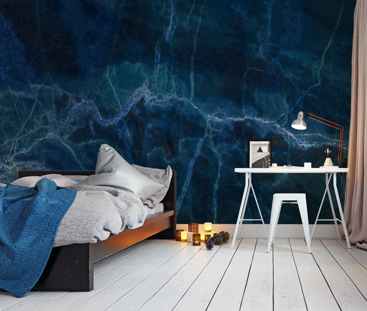 dark blue marble wallpaper mural for men's bedrooms