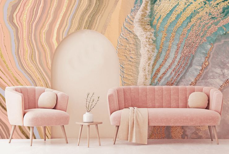 pink and blue geode wallpaper mural called Soft Sand 