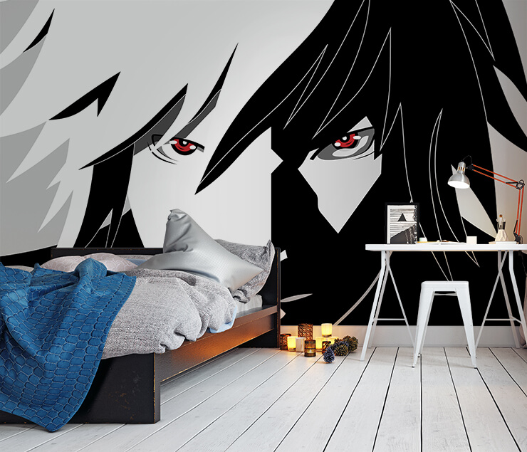 Genshin Impact wallpaper mural called Black and White Anime for gamer's bedrooms