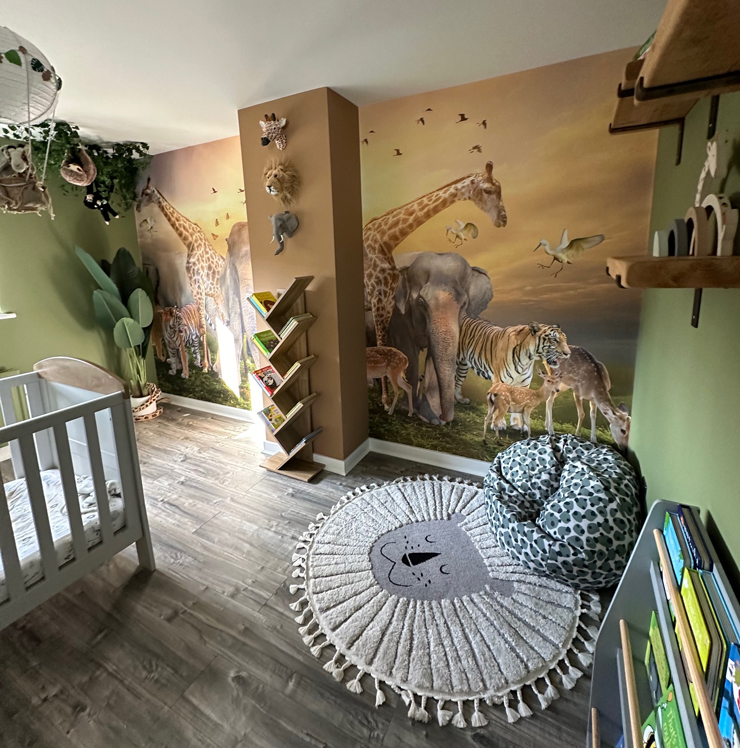 savannah animal mural for nurseries and child's bedroom