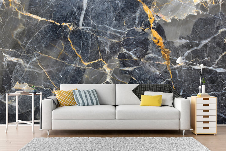 luxury grey with gold marble wallpaper mural