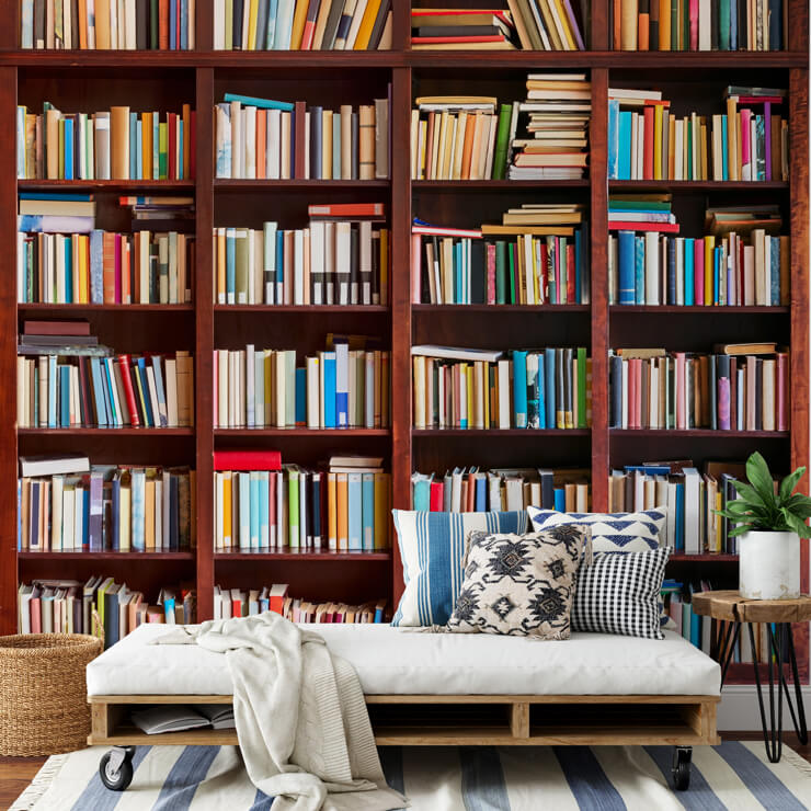 faux book decor in a dorm room or university hall