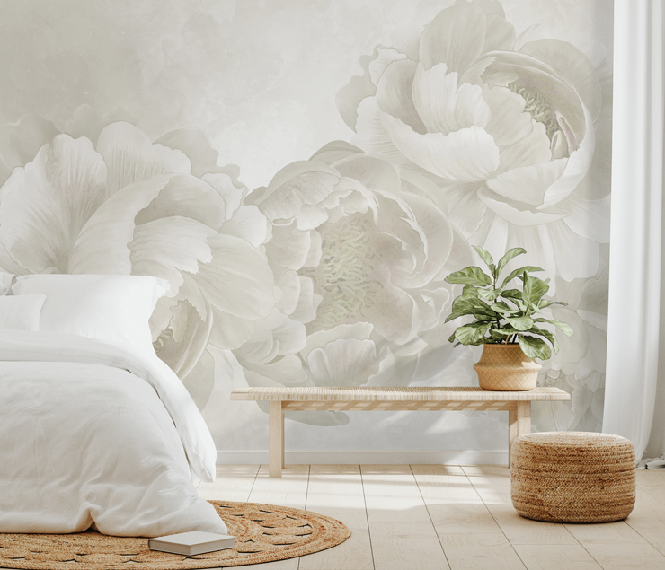 big peonies wall mural for colour drenching rooms