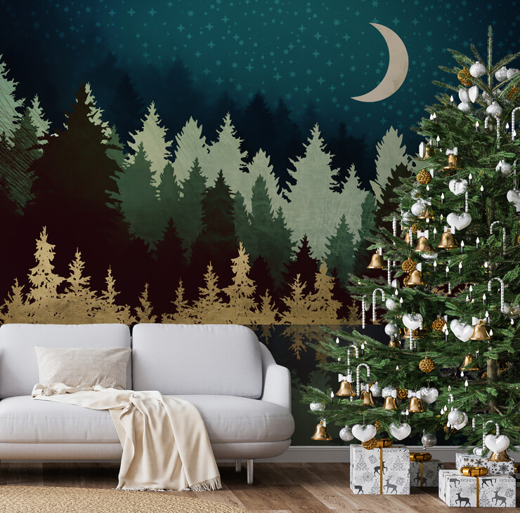 star forest reflection wall mural for a Scandinavian Christmas