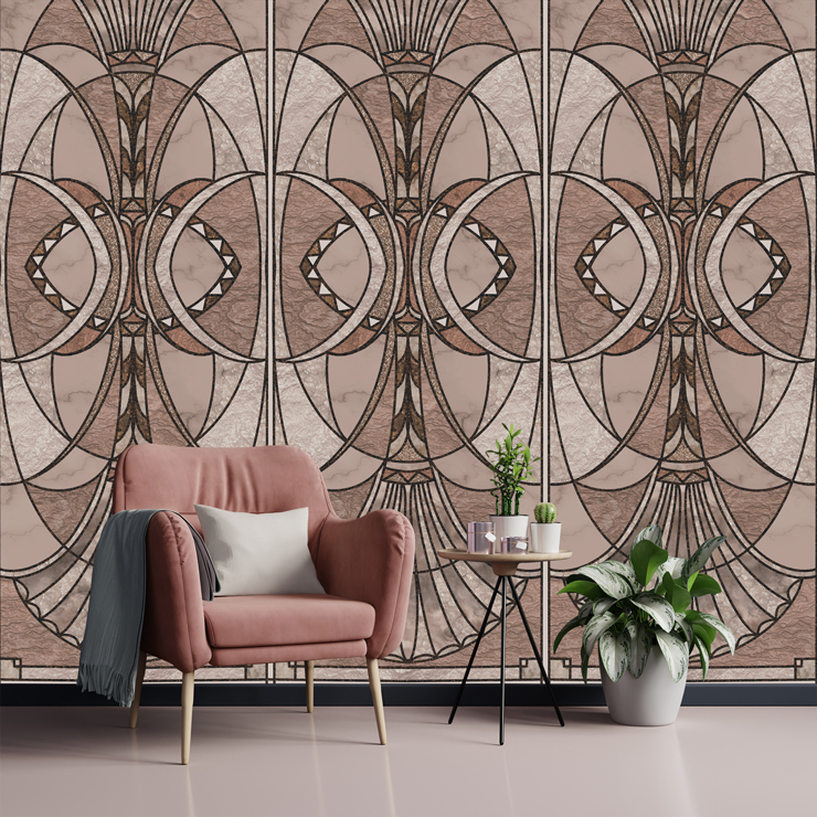 art deco fantasy 2 wallpaper mural in a living room