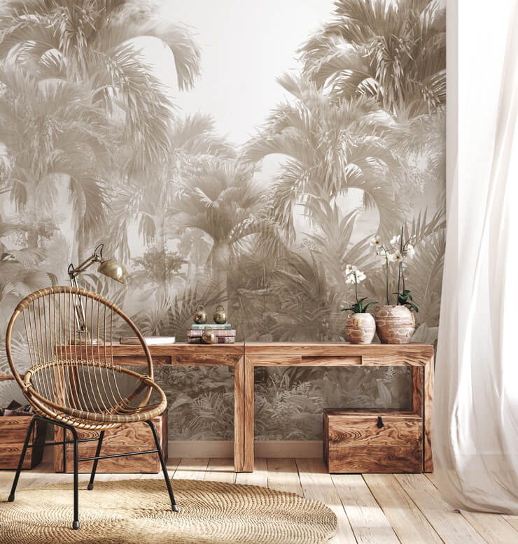 seeing in sepia jungle wallpaper mural for living rooms