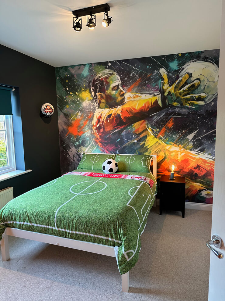 football goalkeeper illustration wall mural for a child's bedroom