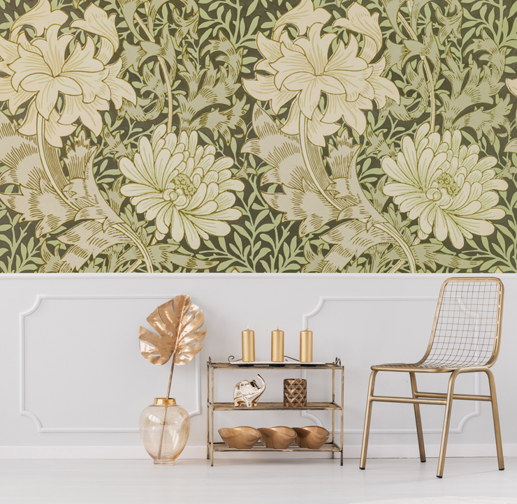 chrysanthemum wall mural for dining rooms