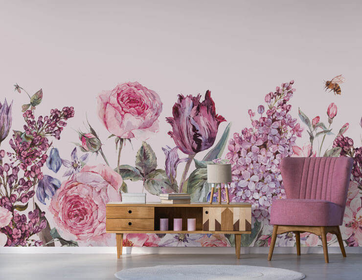 lilac garden wall mural for living rooms and bedrooms