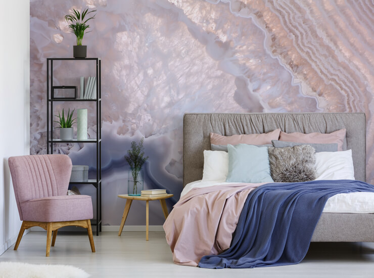 pretty lilac geode wall mural for bedrooms