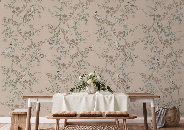 vintage blush pink chinoiserie wallpaper mural for a living room vintage blush pink chinoiserie wallpaper mural for a living room