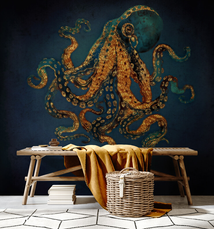 Underwater Dream IV wall mural for a navy aesthetic Underwater Dream IV wall mural for a navy aesthetic
