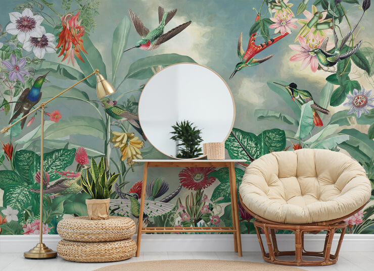 birds of paradise wall mural for uplifting interior design