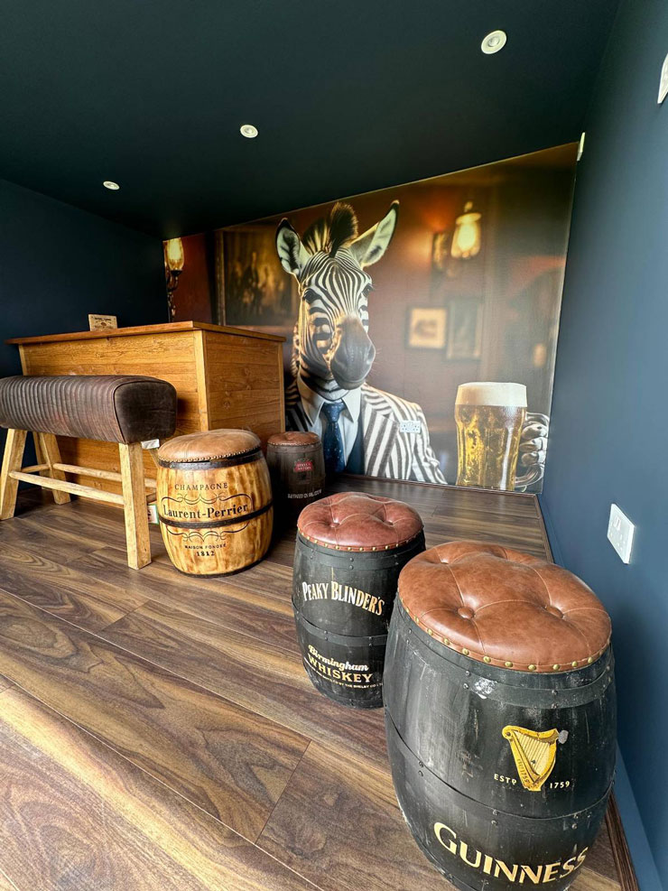 zebra with a beer wall mural for a pub-inspired man cave zebra with a beer wall mural for a pub-inspired man cave
