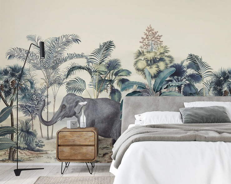 chinoiserie safari wallpaper mural in a stylish master bedroom chinoiserie safari wallpaper mural in a stylish master bedroom