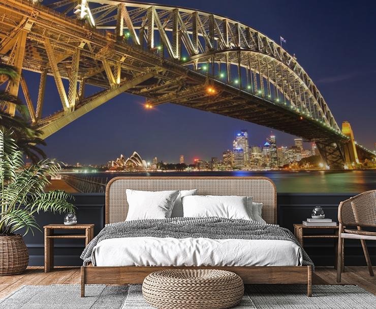 sydney harbour bridge wall mural in a master bedroom sydney harbour bridge wall mural in a master bedroom