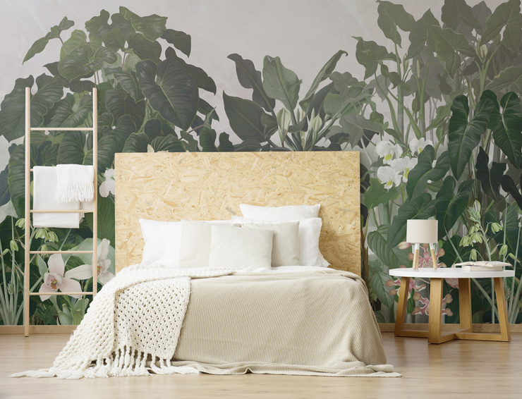 tropical jungle wall mural by Marina Stupakova in a dorm room tropical jungle wall mural by Marina Stupakova in a dorm room