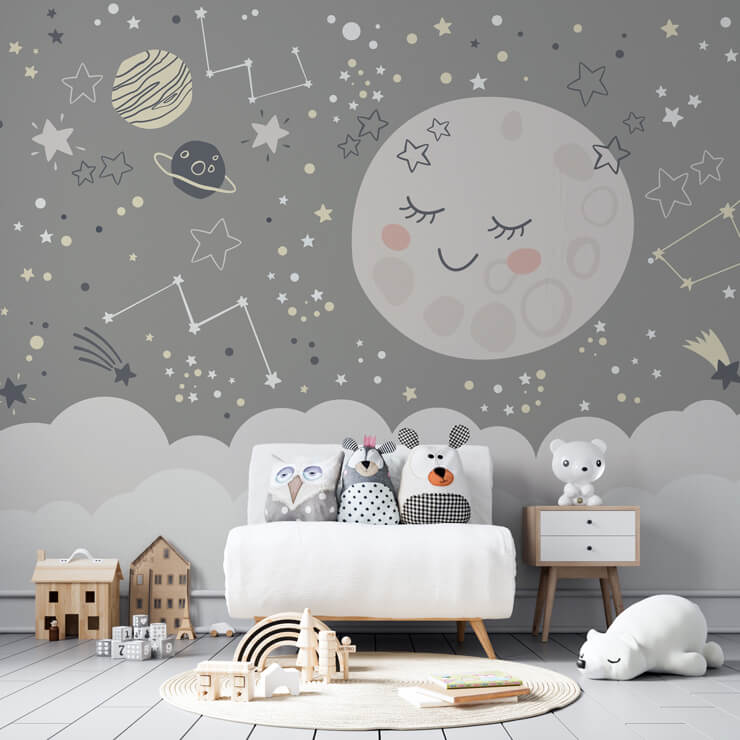 happy moon nursery wallpaper mural happy moon nursery wallpaper mural