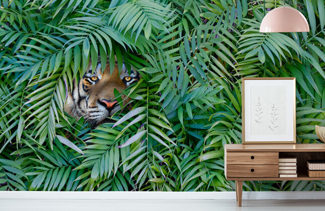Parede Tigre Selva Floresta Mural 3d Papel De Parede Papéis De