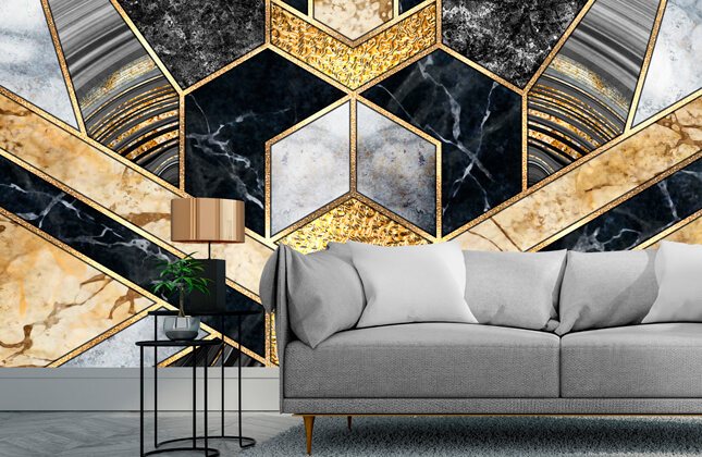 Navy Gold Luxury Art Deco Wallpaper - Buy Online