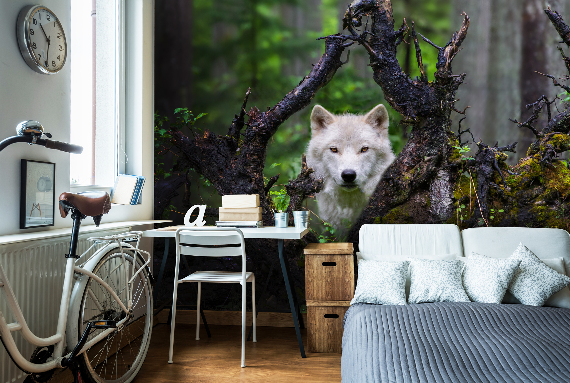 wolf in autumn forest wallpaper